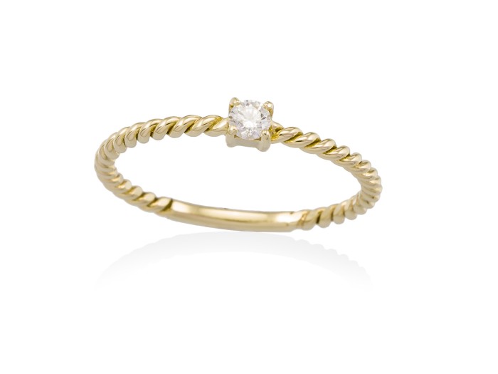Anillo entorchado de Oro 18Kt. y diamantes