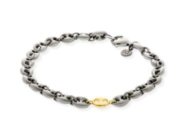 Pulsera de plata y oro amarillo calabrote pequeño