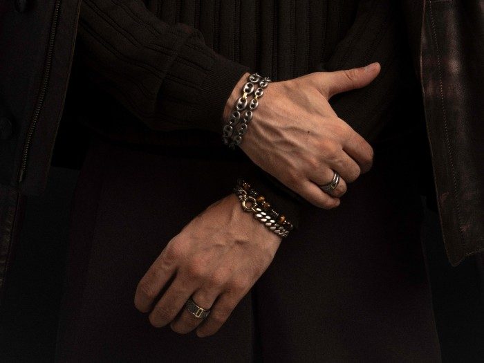 Pulsera de plata y oro amarillo calabrote pequeño