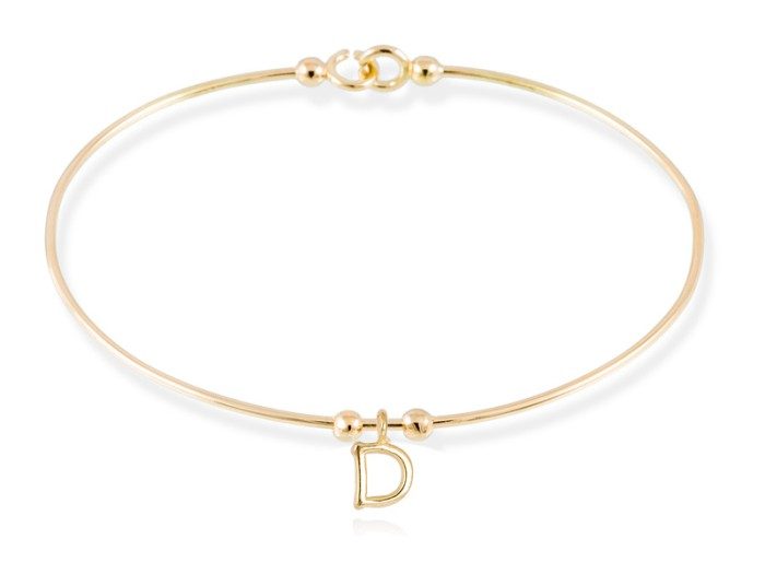 Pulsera letra D en Oro amarillo 18Kt