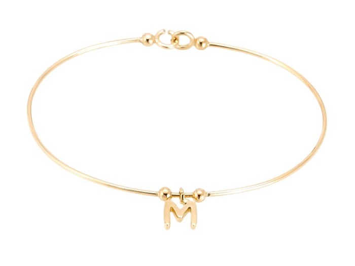Pulsera letra M en Oro amarillo 18Kt