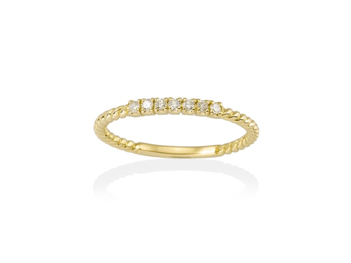 Anillo de Oro 18Kt. y diamantes. Media Alianza