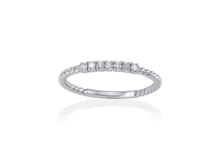 Anillo de Oro 18Kt. y diamantes. Media Alianza