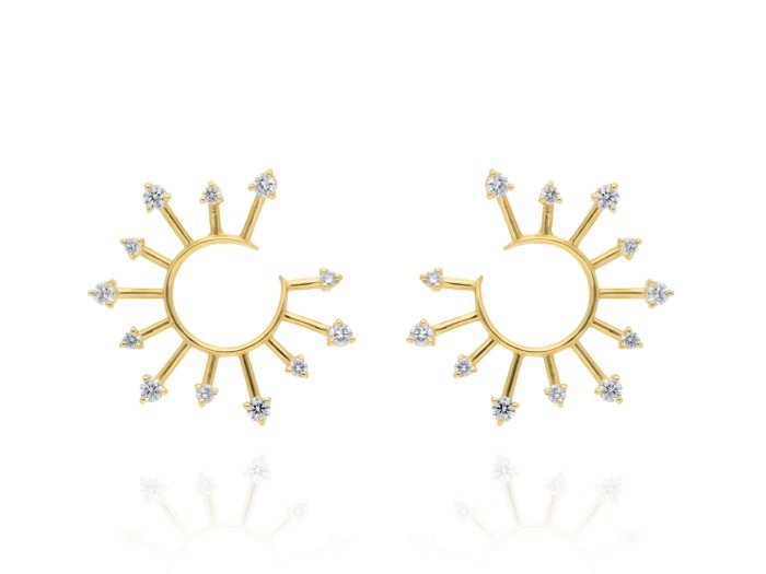 Pendientes   en Oro amarillo 18Kt y diamantes
