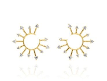 Pendientes   en Oro amarillo 18Kt y diamantes