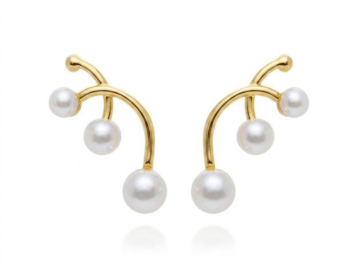 Pendientes de plata con perlas trepadores. YI