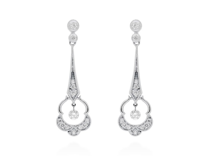 Pendientes de Oro 18Kt y diamantes vintage ballerina