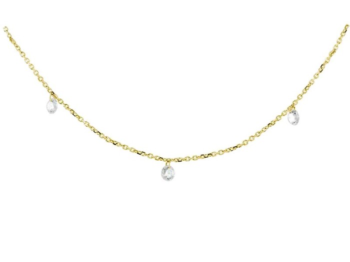 Gargantilla de Oro 18Kt tres diamantes ballerina