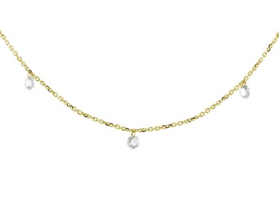 Gargantilla de Oro 18Kt tres diamantes ballerina