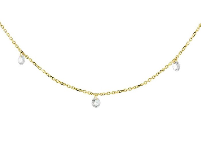 Gargantilla de Oro 18Kt tres diamantes ballerina