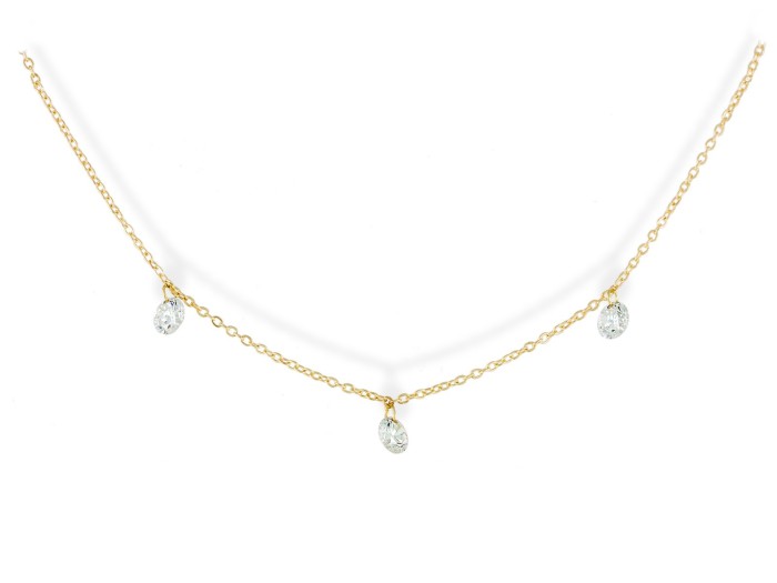 Gargantilla de Oro 18Kt tres diamantes ballerina