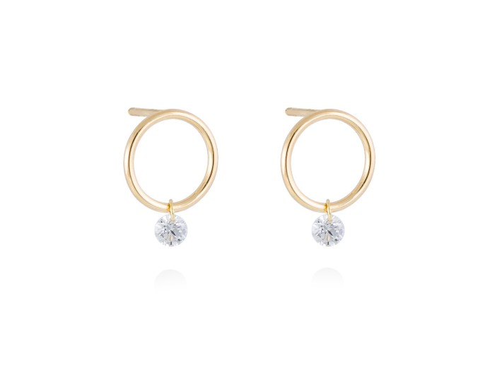 Pendientes de Oro 18Kt aro pequeño ballerina