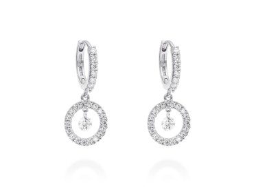 Pendientes de Oro 18Kt y diamantes redondo ballerina