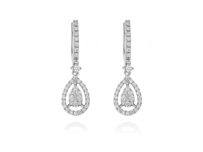 Pendientes lagrima pavé de Oro 18Kt y diamantes