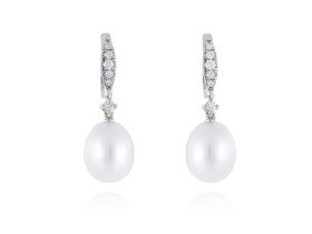 Pendientes criolla con perlas de Oro 18Kt y diamantes