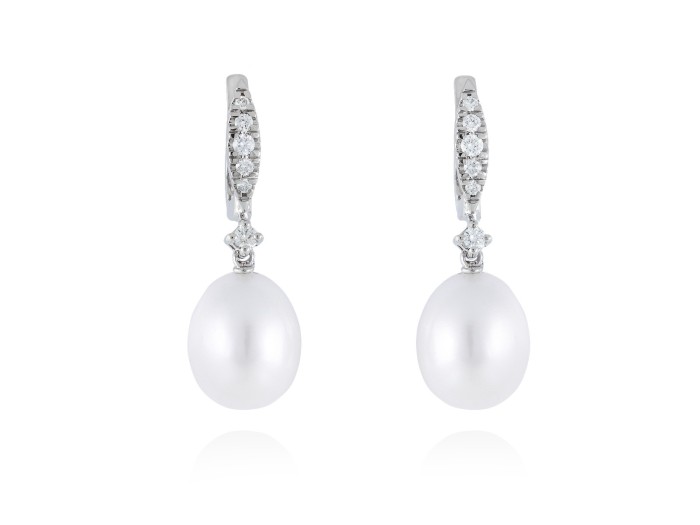 Pendientes criolla con perlas de Oro 18Kt y diamantes