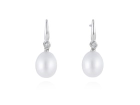 Pendientes de perla de Oro 18Kt y diamantes