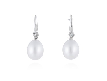 Pendientes de perla de Oro 18Kt y diamantes