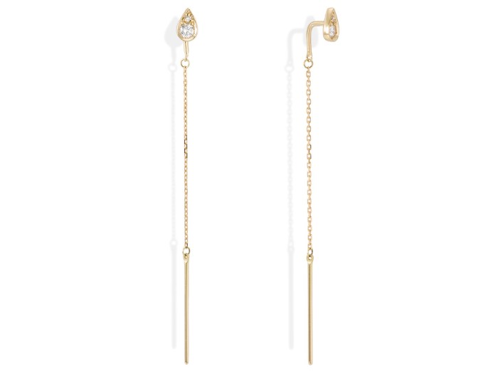 Pendientes largos con cadena de Oro 18Kt y diamantes