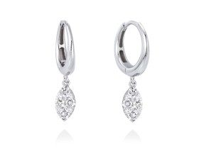 Pendientes criolla con pavé navette de Oro 18Kt y diamantes