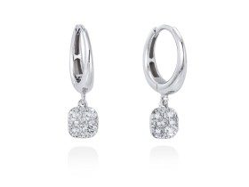 Pendientes criolla con pavé carré de Oro 18Kt y diamantes