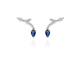 Pendientes trepador con gema de color natural y Oro 18Kt