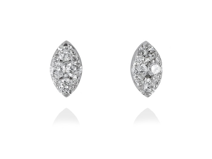 Pendientes navette de Oro 18Kt y diamantes