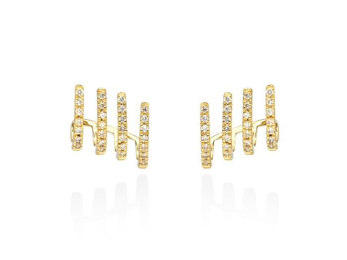 Pendientes multiaro trepador de Oro 18Kt y diamantes