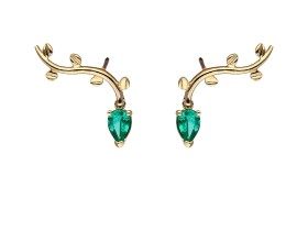 Pendientes trepador con gema de color natural y Oro 18Kt