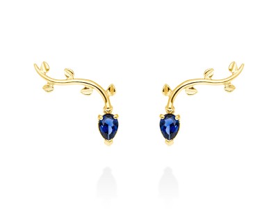 Pendientes trepador con gema de color natural y Oro 18Kt
