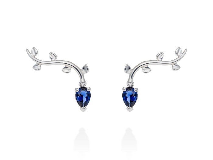 Pendientes trepador con gema de color natural y Oro 18Kt