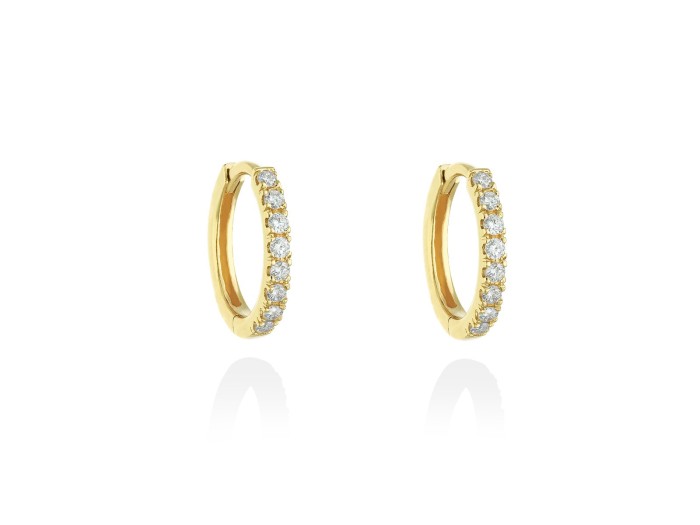 Pendientes   en Oro amarillo 18Kt y diamantes