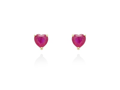 Pendientes de Oro 18Kt corazón con gema color