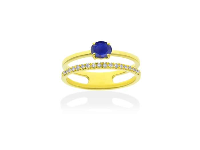 Anillo   en Oro amarillo 18Kt y diamantes