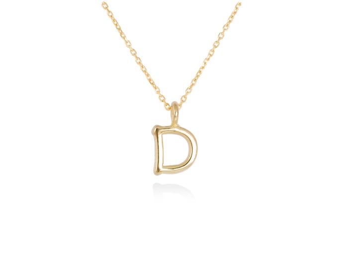 Colgante letra D en oro amarillo 18kt
