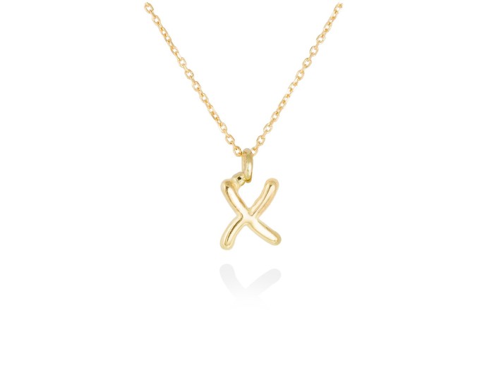 Colgante letra X en oro amarillo 18kt