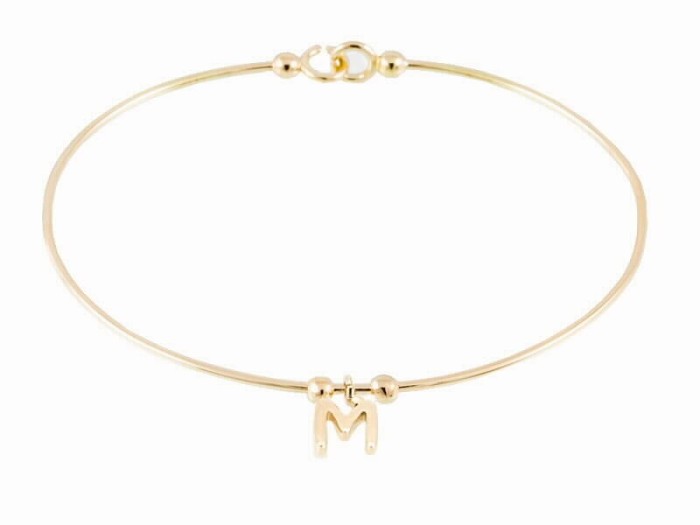 Pulsera letra A en Oro amarillo 18Kt