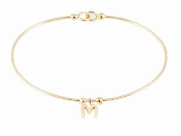 Pulsera letra A en Oro amarillo 18Kt
