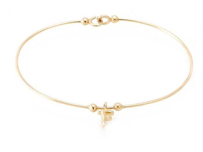 Bracelet letra F in 18kt yellow Gold