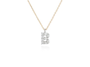Colgante letra  B de diamantes en oro amarillo y blanco 18kt