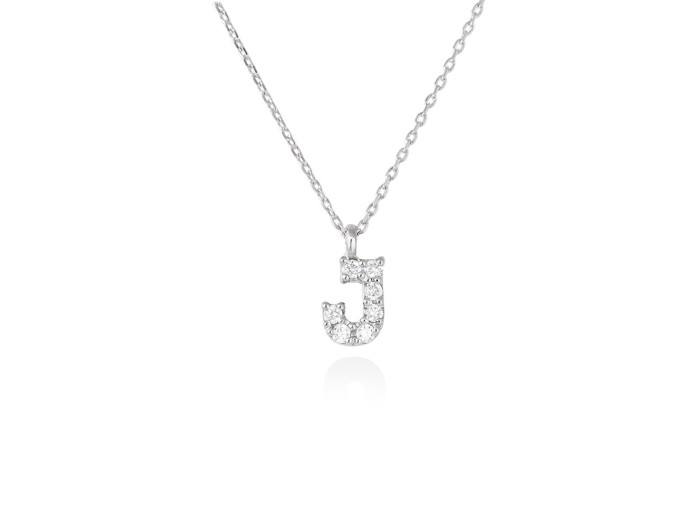 Colgante letra  J de diamantes en oro amarillo y blanco 18kt