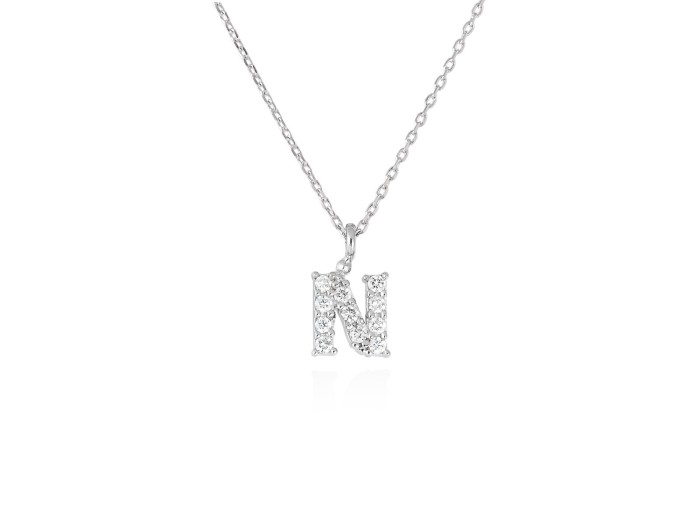 Colgante letra  N de diamantes en oro amarillo y blanco 18kt