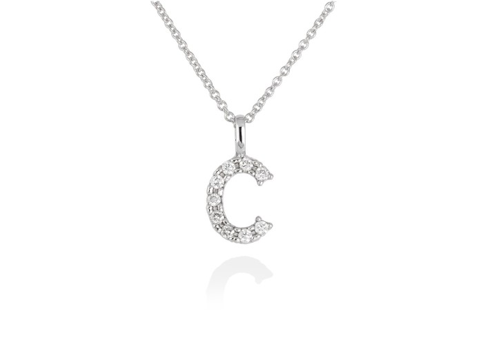 Gargantilla inicial C de diamantes en oro amarillo y blanco 18kt