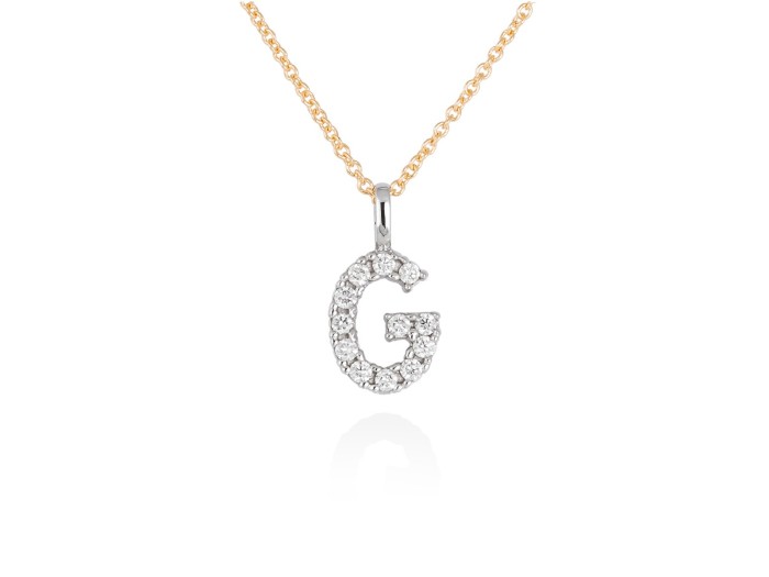 Gargantilla inicial G de diamantes en oro amarillo y blanco 18kt