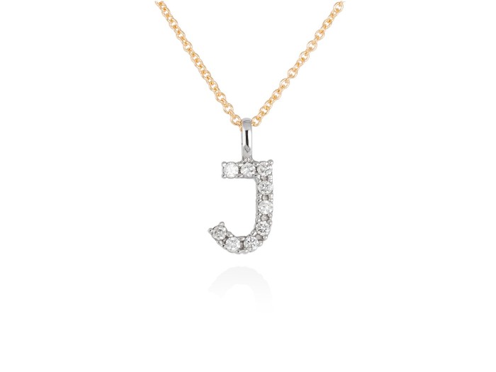 Gargantilla inicial J de diamantes en oro amarillo y blanco 18kt