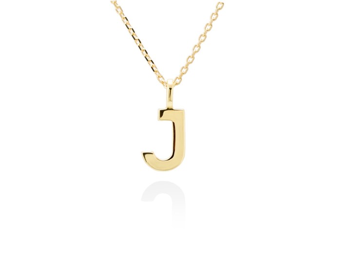 Colgante letra J en oro amarillo 18kt