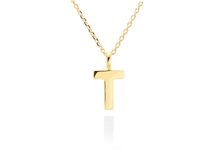 Colgante letra T en oro amarillo 18kt