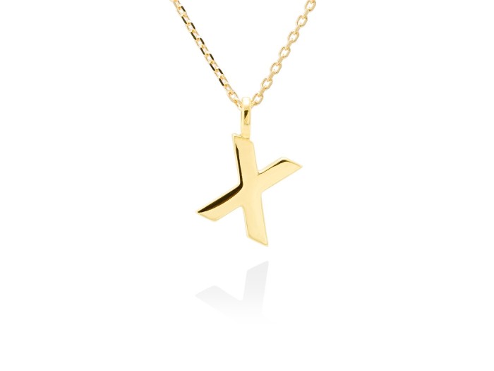 Colgante letra X en oro amarillo 18kt