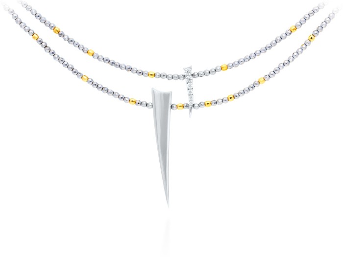 Necklace Spine  in golden silver