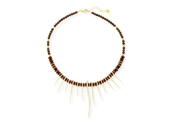 Choker de plata y hematites con circonitas blancas